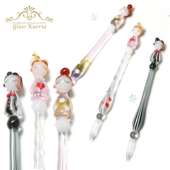 楽天市場 Glasskaoria グラスカオリア ガラスペン おしゃlady モガちゃん らぶりちゃん まるんちゃん 手作り 硬質ガラス おしゃれ 可愛い ファッション 水玉 ハート ストライプ 女子 Pellepenna