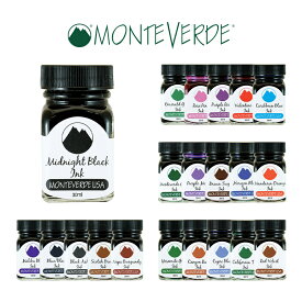 公式【MONTEVERDE】モンテベルデ ミニボトルインク 30ml 全21色 インク カラーインク 万年筆 ガラスペン 文具 ステーショナリー 筆記具 カラフル 少量 消耗品 ブラック レッド ブルー ブルーブラック パープル ピンク 水色 オレンジ グリーン ブラウン