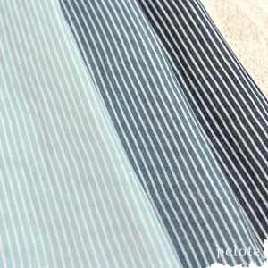 ダブルガーゼ 生地 ヒッコリー風 ストライプ プリント 日本製 ( ガーゼ 生地 布 Wガーゼ デニム風 綿100% コットン ブルー系 スタイ パジャマ シャツ ベビー 赤ちゃん ハンドメイド )【メー