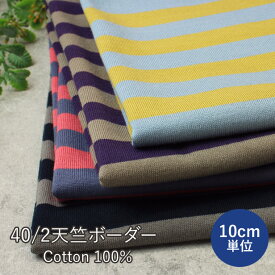 【ポイント3倍15日23：59まで】 ニット 生地 40/2 天竺ボーダー 【10cm単位】（ ボーダーニット 布 日本製 綿100％ コットン 国産 春夏 Tシャツ生地 子供服 ベビー服 犬服 ハンドメイド )【メール便2mまで】