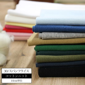 ニット生地 30/スパン フライス ニット 【10cm単位】 生地 布 無地 袖口 首ぐり 裾 伸縮性あり ストレッチ性 洋服 子供服 犬服 トレーナー カットソー 【メール便1mまで 】