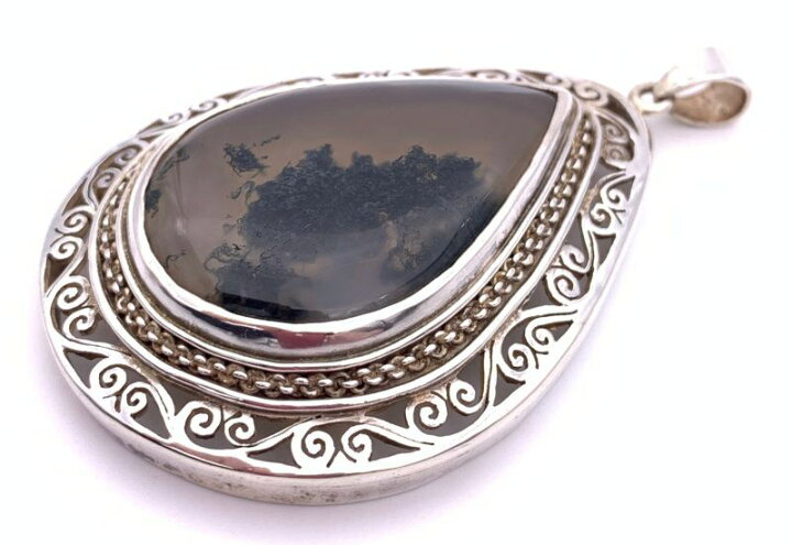 楽天市場】天然石モスアゲート（苔瑪瑙）silver925トップ/HANDMADE-02 