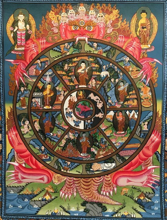 楽天市場】六道輪廻図（Wheel of Life）/仏画／曼荼羅／チベット-BB 