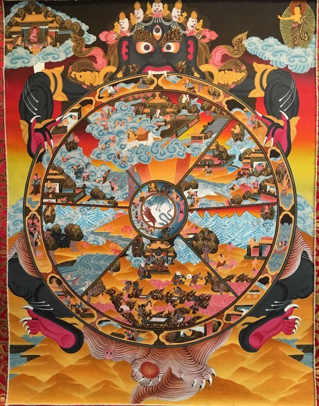 ◆六道輪廻図（Wheel of Life）/タンカ／仏画／曼荼羅／チベット-AA | PEMA NIMA