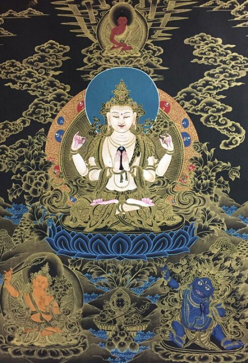 楽天市場】◇六字咒観音菩薩タンカ／仏画／チベット-A2 : PEMA NIMA