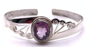 天然石アメジスト(紫水晶) silver925バングル-2