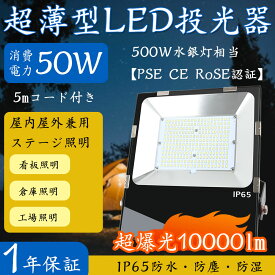 LED 投光器 50W 10000LM コード長さ5m 作業灯 ワークライト 自由調整 防水 LED 屋外照明「1個売り」送料無料 1年保証