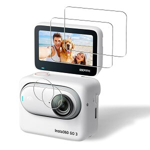 【2+2枚セット 国産旭硝子素材】対応 Insta360 Go3 画面フィルム (2枚) + カメラフィルム (2枚) イ