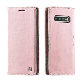 QLTYPRI Samsung Galaxy S10 Plus ケース 手帳型 PU 高級レザー マグネット カード収納 全面保護 薄型 耐衝撃 横置き Qi充電対応 おしゃれ 人気 - ローズゴールド