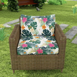 屋外用トロピカルプリントソファクッションカバー - 滑り止め家具プロテクター、個別シートクッションの交換用