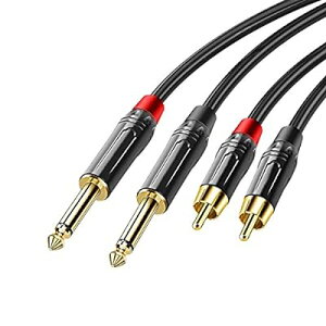 RCA フォン デュアル 1m オーディオ変換ケーブル ラインケーブル wuernine モノラルフォンx2-RCAピンx2 オスオス 6.35mm 標準プラグ オーディオインターフェース ミキサー アンプ スピーカーなど用