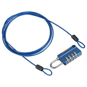 PATIKIL セキュリティ鋼ケーブル 4桁コンビネーションロック付き 2 M コーティング 安全ワイヤーロープ ダブルループパドロック アウトドア 旅行 荷物用 ブルー