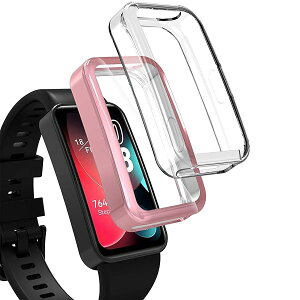 2���� Huawei Band 10/9/8 �Ή� �P�[�X [�ی�J�o�[ + �t�B���� ��̌^] Huawei Band 10/9/8 �Ή� �J�o�[ TPU�f�� �S�ʕی� �Ռ��z�� �����x�^�b�` �\�t�g�P�[�X [�N���A+�s���N]
