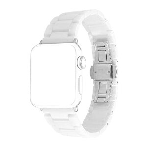 Apple Watch バンド セラミック製 アップルウォッチ バンド 長さ調整簡単 Apple Watch Series 9 8 7 6 Series SE Series 3 45mm/44mm/42mm 対応 バンド(ホワイト