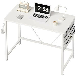 デスク 机 pcデスク 勉強机 desk ?子 幅80cm パソコンデスク 収納袋付き学習机 小さい ?? コンパクトデスク ミニデスク つくえ 作業机 在宅 組立簡単 テレワーク 白い