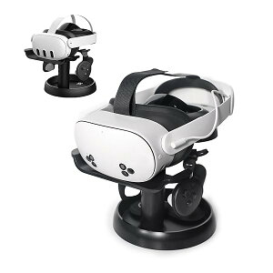 VR スタンド For Quest 3S/Quest 3/PICO 4/Vision pro/PS VR2 に対応 VR ヘッドセット アクセサリー 、Quest/Quest 2 に対応ヘッドセットおよびコントローラー用スタンド (黒)