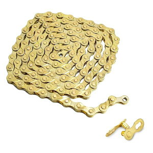 自転車チェーン 変速チェーンだ 6 7 8速速汎用 耐衝撃性 退色防止 汚染防止 高伝達速度 116リンク 自転車パーツ (ゴールデン)