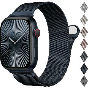 コンパチブル アップルウォッチバンド 49mm 46mm 45mm 44mm 42mm 41mm 40mm 38mm Apple Watch用のバンド マグネットクラスプ ステンレス鋼 メッシュ 通気 男女兼用 長さ調節 Watch Series U