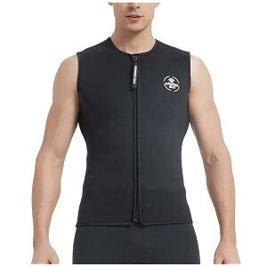 ウェットスーツ 3mm ウェットベスト 保温インナー 裏起毛 フロントジッパー ノースリーブ ウェットインナー 男女兼用 108(黒,XL)