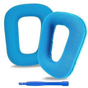 イヤーパッド 互換性 パッドロジクール Logitech G430, G930, G35, F450, G432, G332 ヘッドホンに対応 パッド イヤークッション/イヤーカップ メッシュファブリック/(青い)