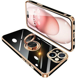 iPhone15 P[X Ot ACtH15 O Jo[ ϏՌ TPU 360°] X^h@\ bLH ԍڃz_[ Xgbvz[t 6.1C`iubNj