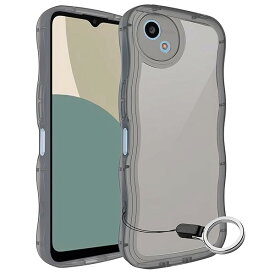 AQUOS wish4 ケース クリアブラック ウェーブ SH-52E TPU波状のバンパー 半透明 スマホケース かわいい うねうね アクオス ウィッシュ4 SH-52E ウェーブ デザイン 可愛い 韓国 女性用 薄型 人気 おしゃれ 耐衝撃 AQ
