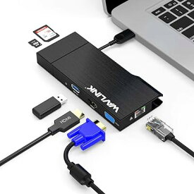 WAVLINK USB3.0フルHDミニドッキングステーション USB 3.0-VGA/HDMI マルチディスプレイアダプタ USB 3.0変換アダプター 最高解像度2048*1152@60HZ USB3.0ポート×2 TF/Micro SDカードリ