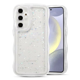 Galaxy S25 ケース クリア TPU カバー ウェーブ おしゃれ 韓国 可愛い ウェーブ グリッター 透明 薄型 軽量 耐衝撃 滑り止め (SC-51F / SCG31) スマホケース ワイヤレス充電対応 ストラップホール付き ギャラクシーS