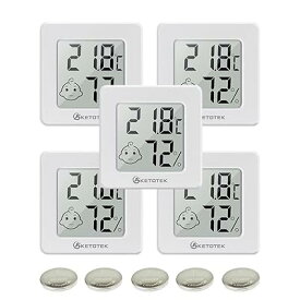 KETOTEK 5個 温度計湿度計 室内 デジタル 温湿度計 顔マーク 壁掛け 卓上 マグネット