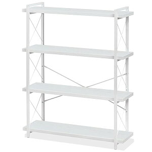 オープンラック オープンシェルフ 4段 幅90 木製 収納 棚 おしゃれ 本棚 オープンラック キッチンラック リビングラック 木目調 組立簡単 ホワイト