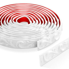 3 メートル ピールアンドスティック 壁用トリム、3D PVC コーナートリム、自己粘着性 モールディングトリム 鏡枠、食器棚の扉、ドア枠、天井、ホームデコレーション用(ホワイト)