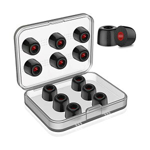 イヤーピース 6ペア(Mサイズ6ペア) ウレタン製 低反発 イヤホンパッド イヤホンキャップ イヤホンイヤーピース 遮音性 交換用 脱落防止 収納ケース付き 4.7-6.3mmのほとんどのイヤホンに適用(