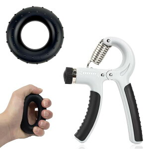 ハンドグリップ 握力トレーニング (2個セット) 握力を鍛える道具 ハンドグリップ 可変式 5kg〜60kg 負荷調節可能 ストレス解消 マッスル強化 指の筋力トレーニング 男女兼用 (グレー)