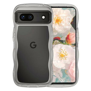 Google Pixel 8A ケース クリア ウェーブ ピクセル 8a ソフト TPU うねうね 透明黒 ケース マツと感