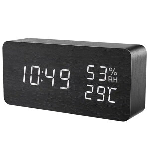 目覚まし時計 LED 木製時計テーブル音声制御デジタル木製 Despertador USB/AAA 電源電子デスクトップ時計