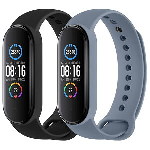 �R���p�`�u�� Xiaomi Mi Band 6/Mi Band 5 �o���h �ւ��x���g �V���R���� �����x���g �Ή� Mi band 5/6 �X�}�[�g�o���h (�u���b�N+�O���[�u���[)