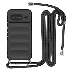 Google Pixel8 ケース ネックストラップ 耐衝撃 肩掛け 斜めかけ 首掛け 縄掛け カバー グーグル ピクセル8 スマホケース シリコン TPU ストラップ付き 軽量 長さ調整可能 取り外し可能 指紋防止