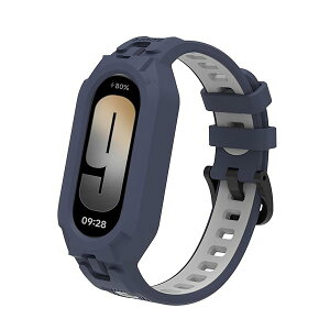 バンド for Xiaomi Band 10/9/8/7/6/5 用一体型シリコンシャオミ スマートバンド10/9/8 交換ベルト 落下防止と耐摩耗性 替えベルト対応(ブルー/グレー)