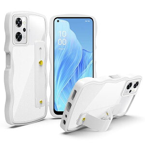 OPPO Reno9 A /Reno7 A ケース クリア スタンド機能 OPG04 スマホケース 耐衝撃 カバー 透明 軽量 薄型 おしゃれ 人気 ストラップホール (ホワイト)