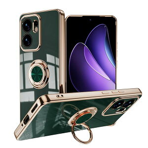 OPPO Reno 13A 5G 用 ケース リング付き カバー TPU素材 スタンド機 スマホケース 軽量 耐衝撃 薄い 擦り傷防止 落下防止 車載ホルダー 360°回転 ケース OPPO reno13 a 対応(ダークグリーン)