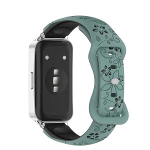 シリコンバンド Huawei Band 10/10 Aluminum Edition/Band 9/8 対応 交換ベルト, ファーウェイバンド 8/9/10/10 Aluminum Edition用 ソフト 2色シリコン交換用ストラップ - グリーン