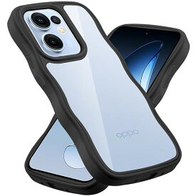 クリア OPPO Reno13 A ケース かわいい 波状フレーム うねうね 耐衝撃 オッポリノリノ13A スマホケース 滑り止め 人気 可愛い カバー 落下防止 ワイヤレス充電対応 (ブラック)