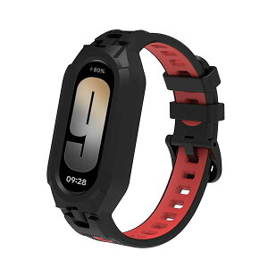 バンド for Xiaomi Band 10/9/8/7/6/5 用一体型シリコンシャオミ スマートバンド10/9/8 交換ベルト 落下防止と耐摩耗性 替えベルト対応(ブラック/レッド)