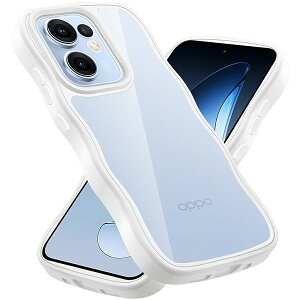 クリア OPPO Reno13 A ケース かわいい 波状フレーム うねうね 耐衝撃 オッポリノリノ13A スマホケース 滑り止め 人気 可愛い カバー 落下防止 ワイヤレス充電対応 (ホワイト)