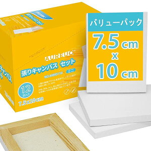 ミニ 張りキャンバス 12枚 7.5CM×10CM - 中目 100%コットン 松木の枠 - 水彩絵・アクリル絵・油絵に適用 芸術絵創作 現代油絵 美術装飾