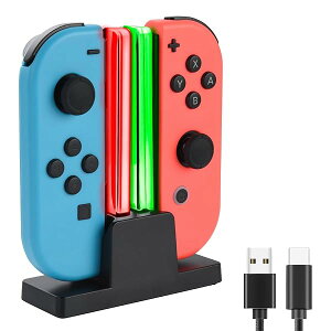 ジョイコン 充電 スタンド Joy-Con 充電 2台同時充電 For Nintendo Switch 用充電器 ジョイコン 充電器 充電指示LED付き Switch ジョイコン 充電 USBケーブル付き 持ち運び便利