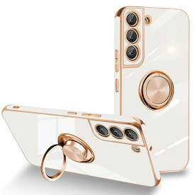 Galaxy S22 ケース リング付き 5G SC-51C SCG13 耐衝撃 カバー ギャラクシー S22 ケース リング スマホケース メッキ加工 ストラップホール付き 車載ホルダー対応 360°回転 スタンド機能 衝撃吸収 持ちやすい 柔軟