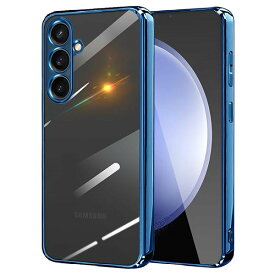 Galaxy S23 FE ケース クリア カバー ギャラクシー S23 FE ケース 耐衝撃 スマホケース ストラップホール付き メッキ加工 衝撃吸収 軽量 薄型 柔軟 透明 TPU 携帯ケース (ブルー)