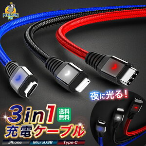 yI3in1ŃP[usvIJ[Ō₷Iz USBP[u [dP[u iPhone 3in1 ^CvC Type C CgjOP[u }CNb USB  2m 1m } ϋv [d [dR[h 