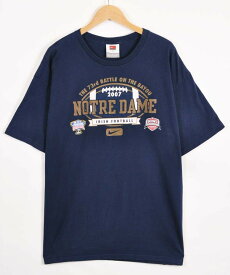 【ビッグTシャツ】NIKE ナイキ ノートルダム大学 カレッジ系 半袖Tシャツ ネイビー メンズXL【中古】▼